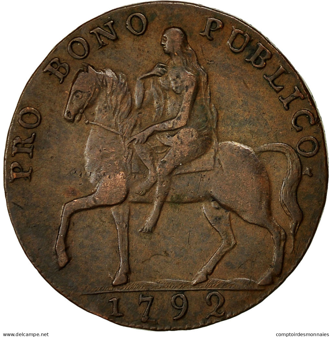 Monnaie, Grande-Bretagne, Coventry, Halfpenny Token, 1792, TTB, Cuivre - B. 1/2 Penny