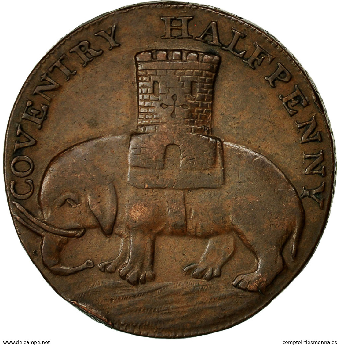 Monnaie, Grande-Bretagne, Coventry, Halfpenny Token, 1792, TTB, Cuivre - B. 1/2 Penny