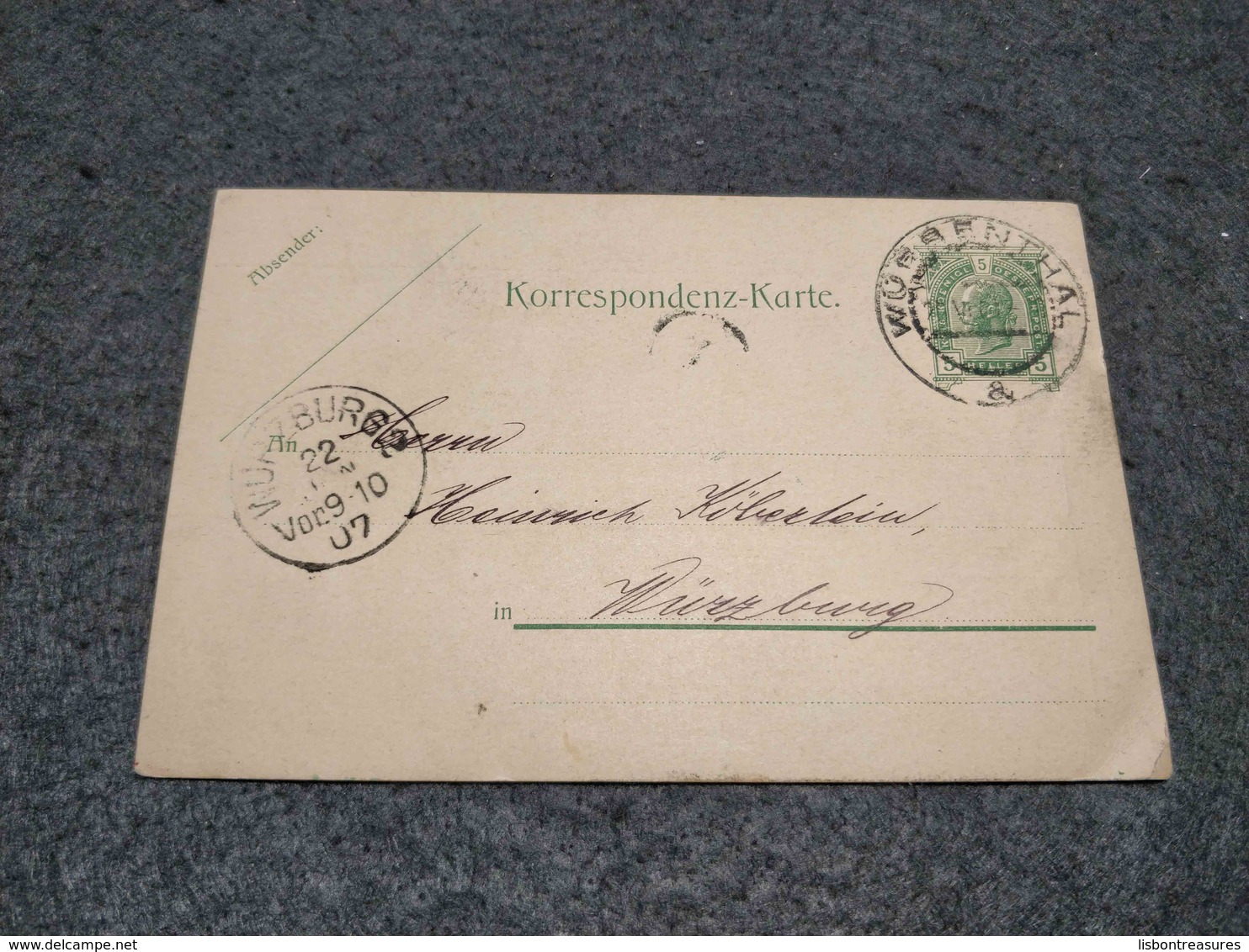 AUSTRIA STATIONERY CARD WURBENTHAL TO VURZBURG 1907 - Sonstige & Ohne Zuordnung