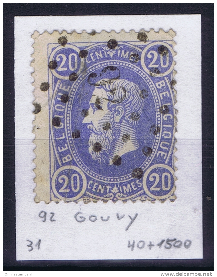 Belgium: OBP 31 Cancel 92 Gouvy - 1869-1883 Leopold II.