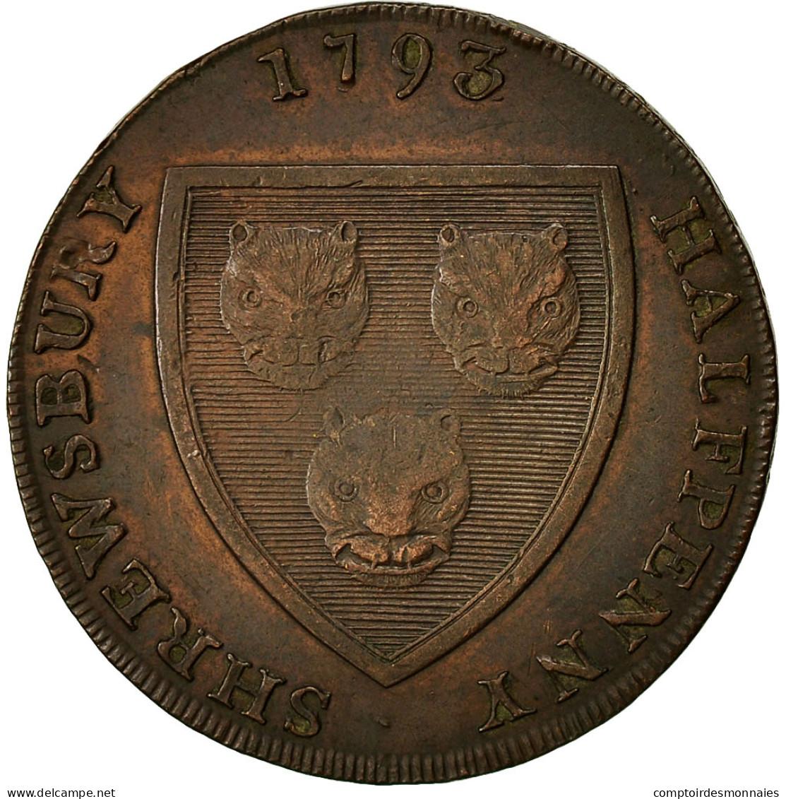 Monnaie, Grande-Bretagne, Salon Woollen Manufactory, Halfpenny Token, 1793, TB+ - B. 1/2 Penny