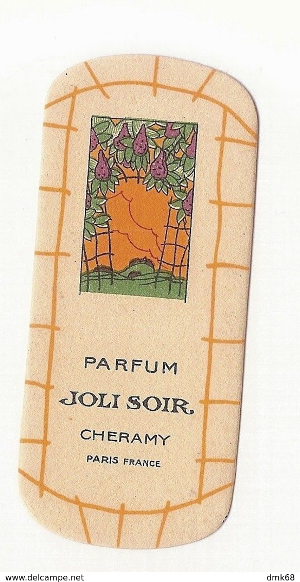 PARFUM JOLI SOIR - CHERAMY PARIS - PERFUME VINTAGE CARD ADVERTISING - Vintage (until 1960)