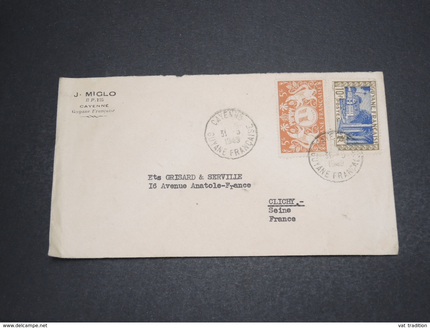 GUYANE - Enveloppe De Cayenne Pour La France En 1949 - L 16328 - Lettres & Documents