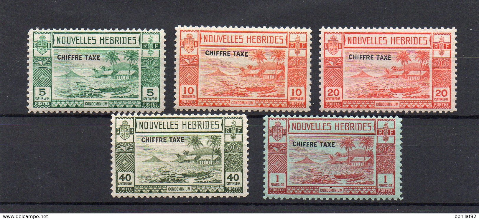 !!! NOUVELLES HEBRIDES : TAXES N°11/15 LEGENDE FRANÇAISE. 4 VALEURS NEUVES **, 1 VALEUR *(N°14). PAS DE ROUSSEURS - Ongebruikt