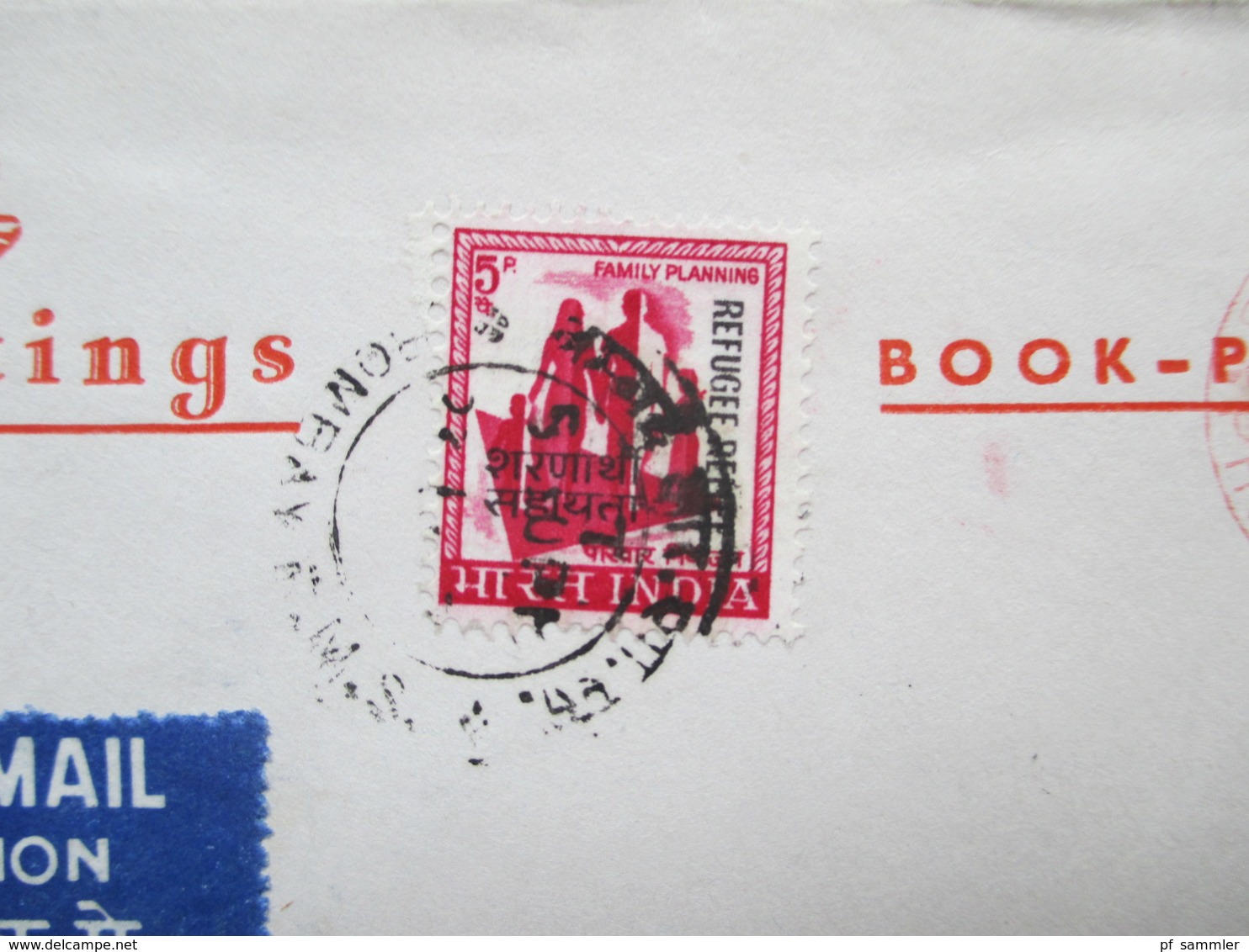 Indien 1971 Roter Freistempel Bombay GPO Phoenix Watch Co. Book Post. - Covers & Documents