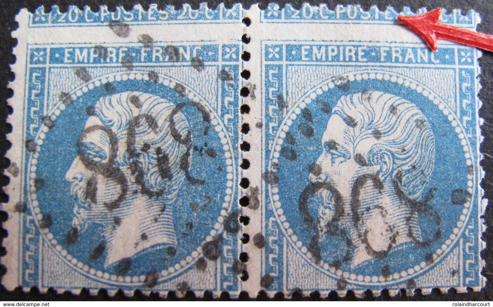 LOT R1749/22 - NAPOLEON III (PAIRE) N°22 - GC 898 : CHARLEVILLE (Ardennes)  ☛ TRES BEAU PIQUAGE DECALE - 1862 Napoleone III