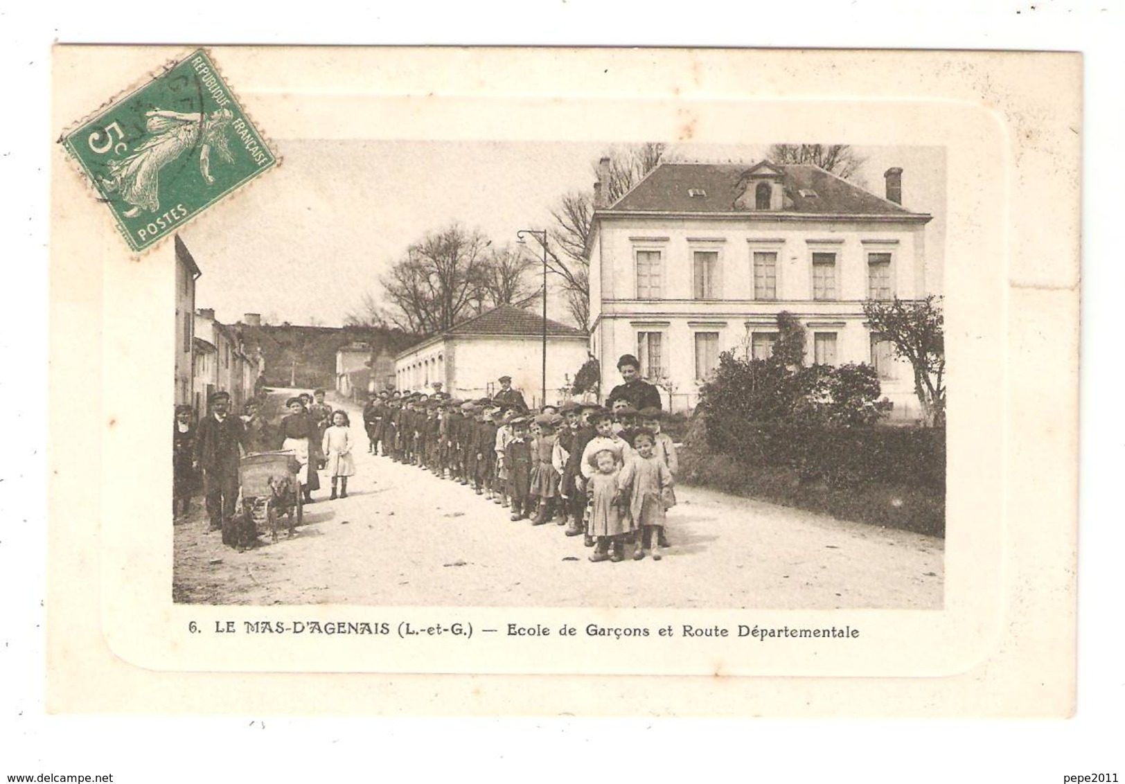 CPA 47 LE MAS D'AGENAIS - Ecole De Garçons, Animation Enfants Maisons Voiture à Chien " Le Spécialiste Du Café " 1910 - Other & Unclassified