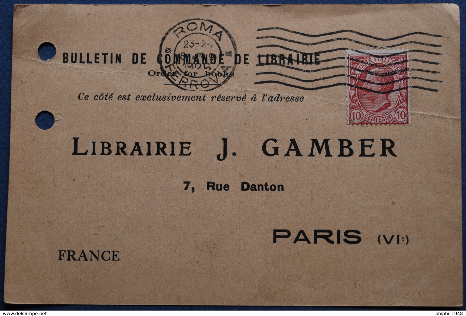 Carte Commerciale ROME Pour PARIS. 1922. - Storia Postale