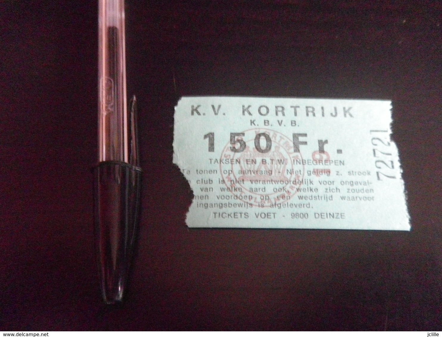 Ticket Football COURTRAI STANDARD - 1985 - KVK KORTRIJK - Habillement, Souvenirs & Autres