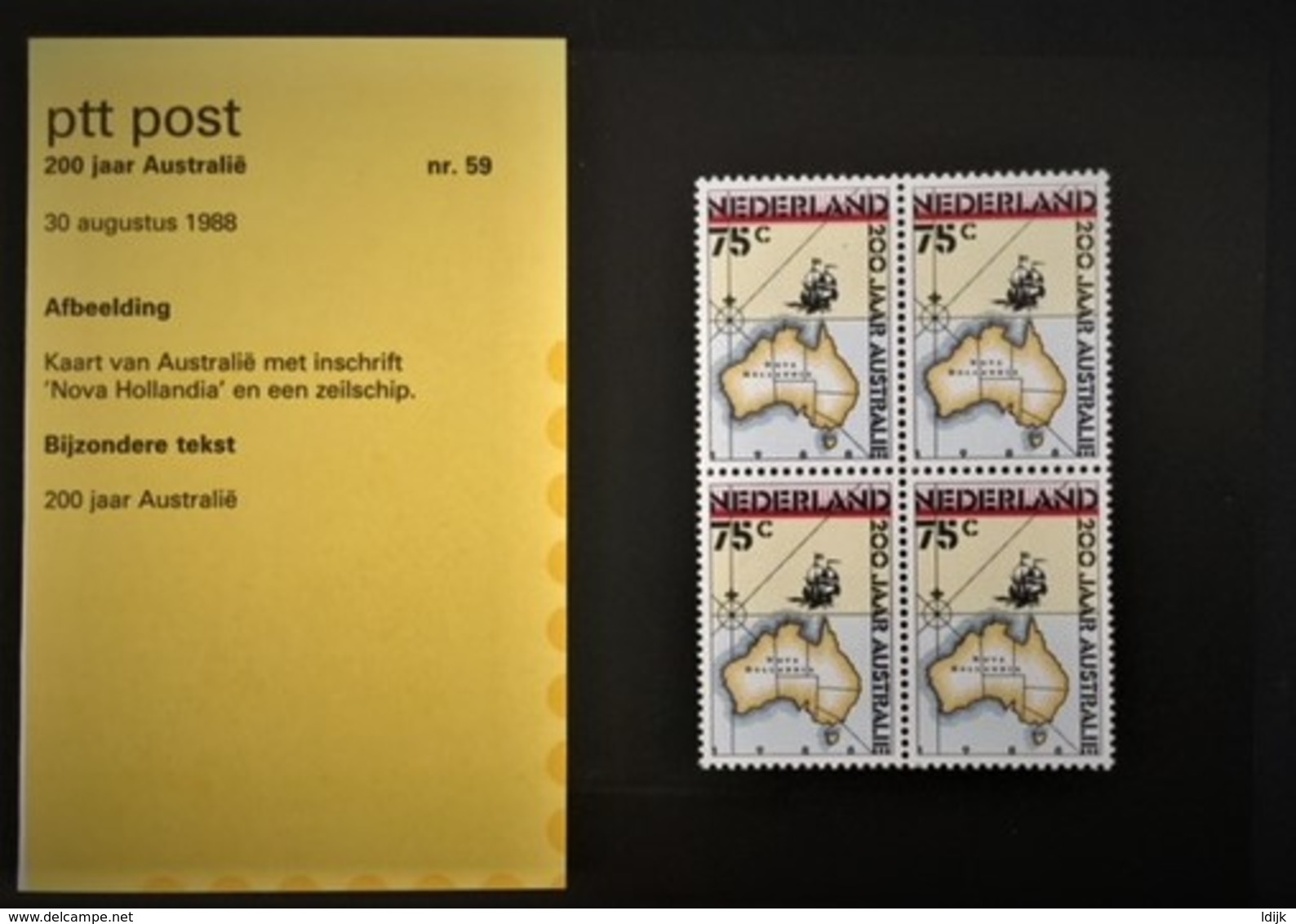 1988 Australian Bicentenary-ancient Nautical Map Of Australia+ Dutch Explorer-ship Scott#736  4-bloc In Presentationpack - Unused Stamps