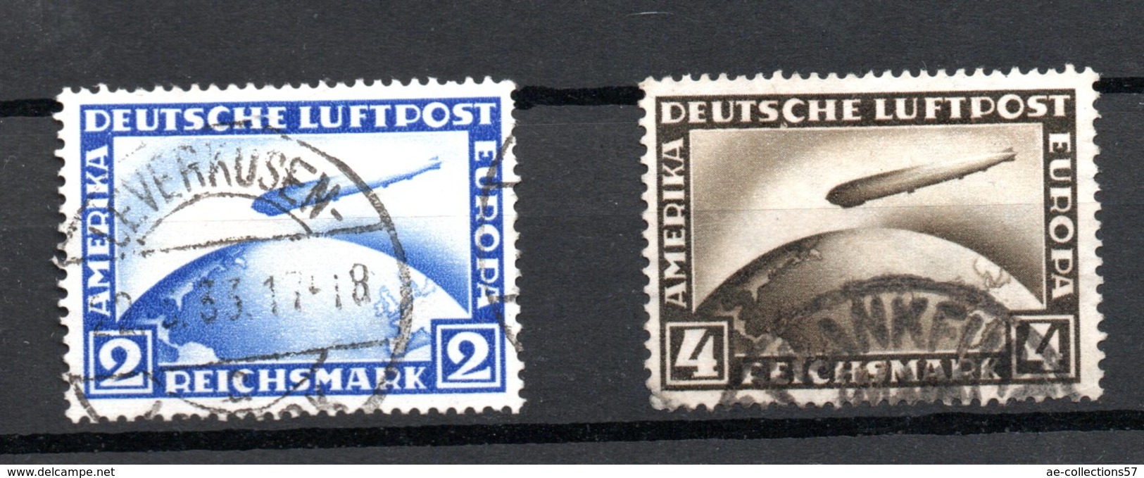 Allemagne -  Poste Aérienne  -  Yvert N 36 à 37--  2 Et 4 Reichmark  -  Obl  - Côte 120 € - Airmail & Zeppelin