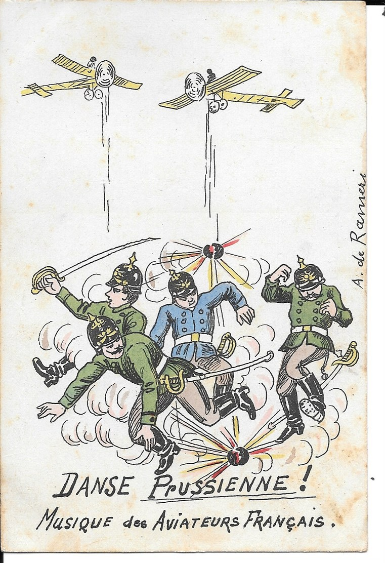 MILITARIA (14/18) CPA ANTI-KAISER "DANSE PRUSSIENNE SUR UNE MUSIQUE DES AVIATEURS FRANCAIS" - Guerre 1914-18