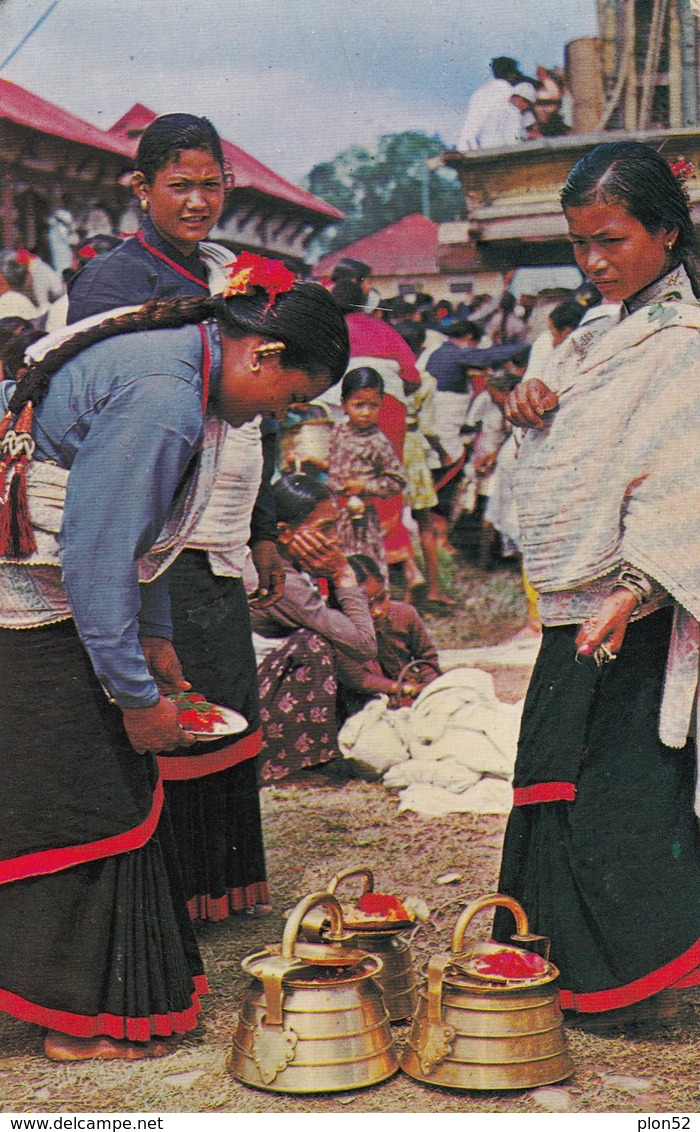 11938-TYPICAL WOMEN OF KATHMANDU VALLEY PREPARING FOR WORSHIP-NEPAL-FP - Nepal