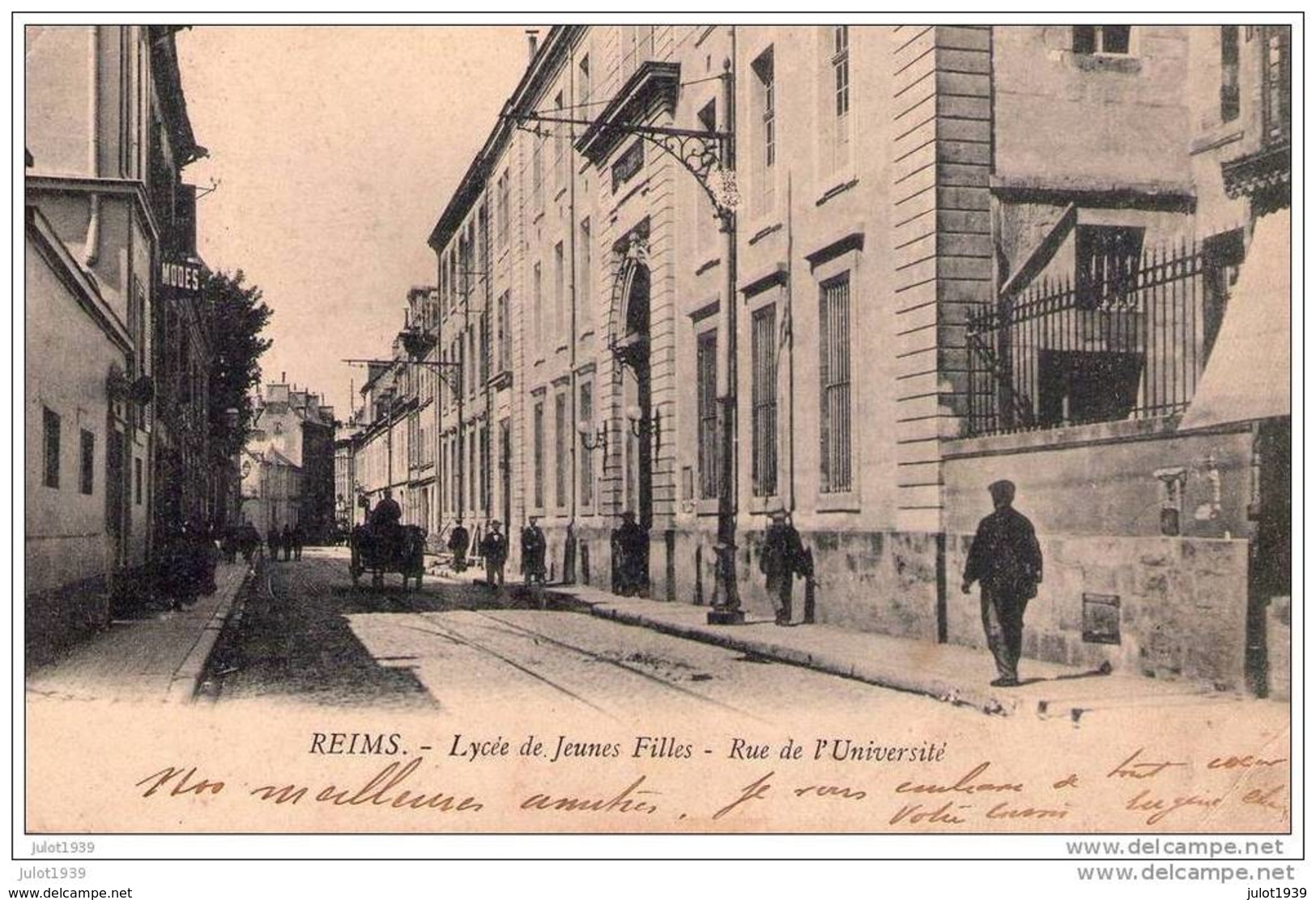 REIMS ..-- 51 . MARNE ..-- Rue De L' Université . 1904  Vers LAMOULINE , LIBRAMONT ( Melle Elise LEJEUNE ). Voir Verso . - Reims