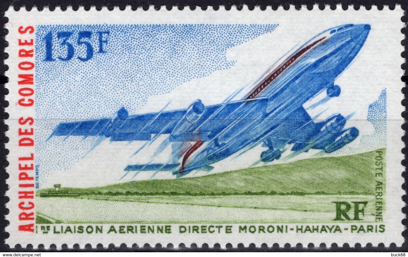 COMORES Poste Aérienne  65 ** MNH Avion De Ligne Boeing 707 Sur 1ère Liaison Moroni Hahaya Paris - Airmail