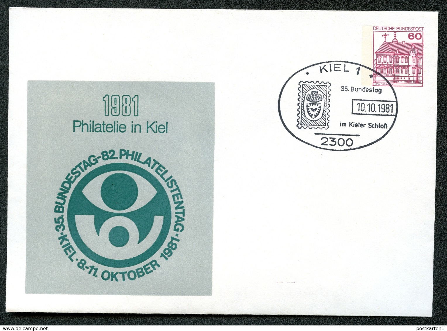 Bund PU115 D2/041 Privat-Umschlag PHILATELISTENTAG Sost. Kiel 1981 - Enveloppes Privées - Oblitérées