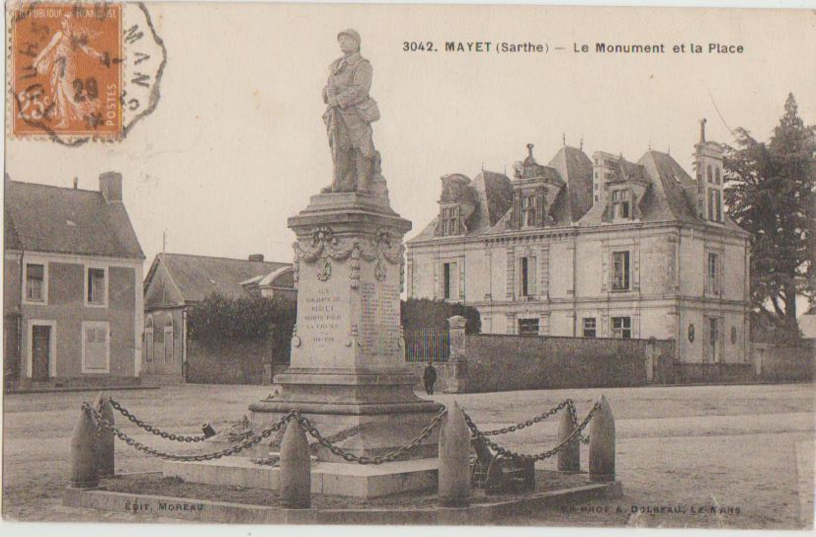 CPA 72 MAYET Monument Guerre 1914 1918 Et Place 1929 - Mayet