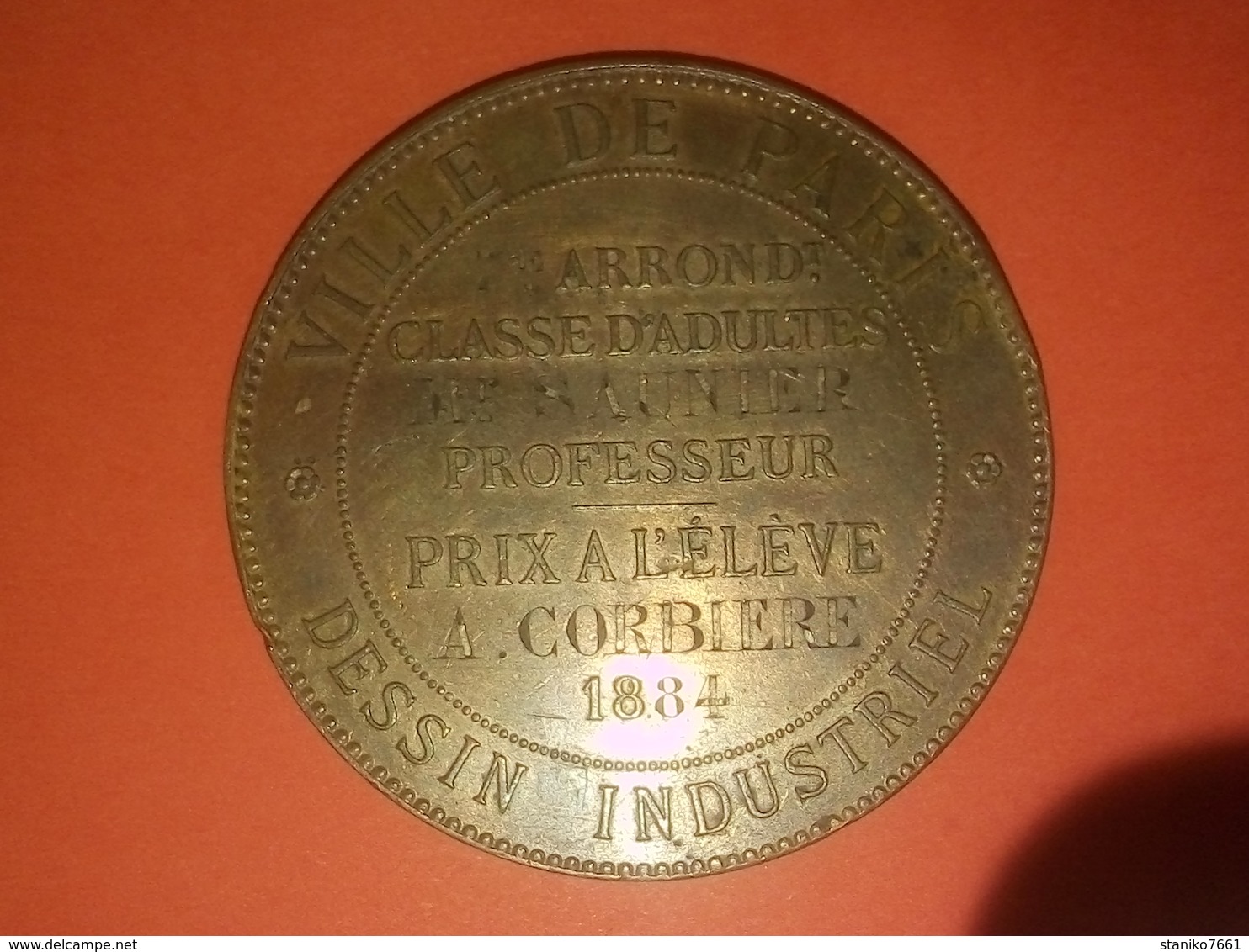 SUPERBE MÉDAILLE BRONZE 1884 DESSIN INDUSTRIEL VILLE DE PARIS 7ème ARR.  GRAVEUR J.LAGRANGE 51 Mm 62.65 Grammes - Autres & Non Classés