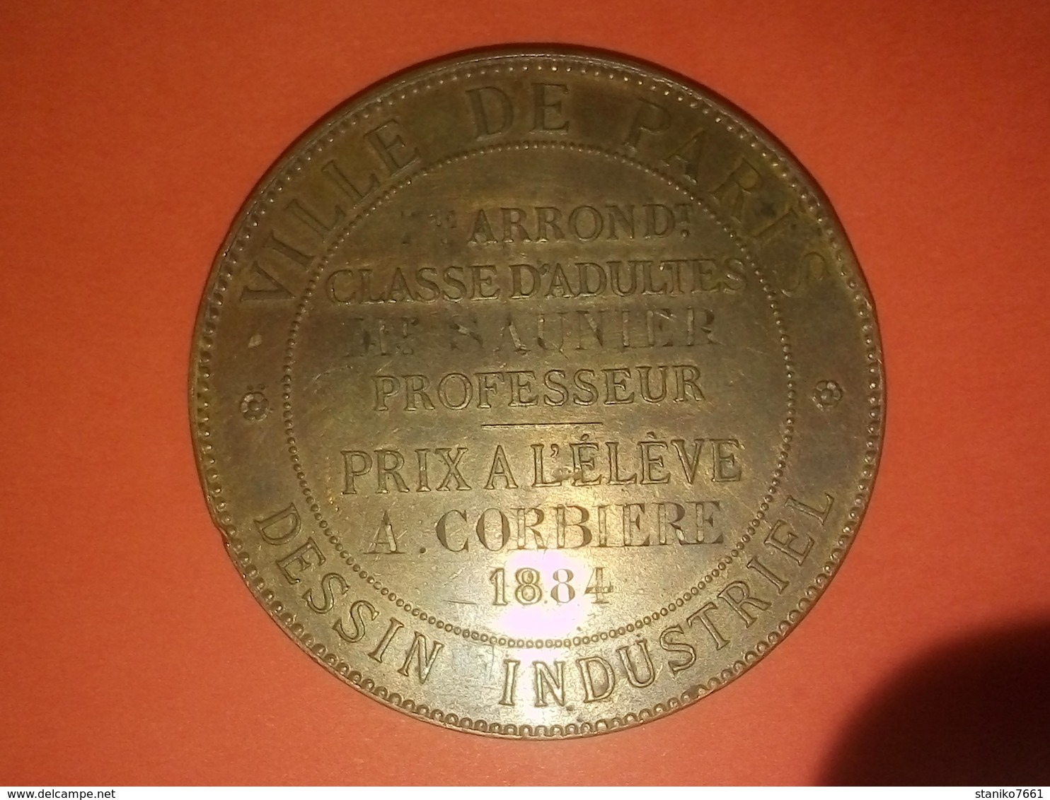 SUPERBE MÉDAILLE BRONZE 1884 DESSIN INDUSTRIEL VILLE DE PARIS 7ème ARR.  GRAVEUR J.LAGRANGE 51 Mm 62.65 Grammes - Other & Unclassified