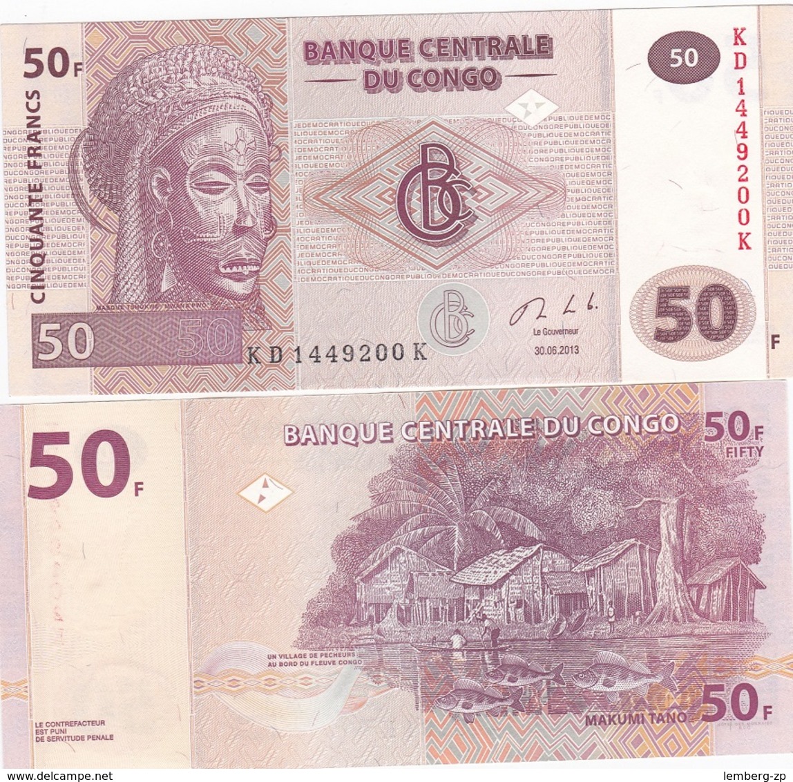 Congo DR - 50 Francs 2013 UNC Lemberg-Zp - Demokratische Republik Kongo & Zaire