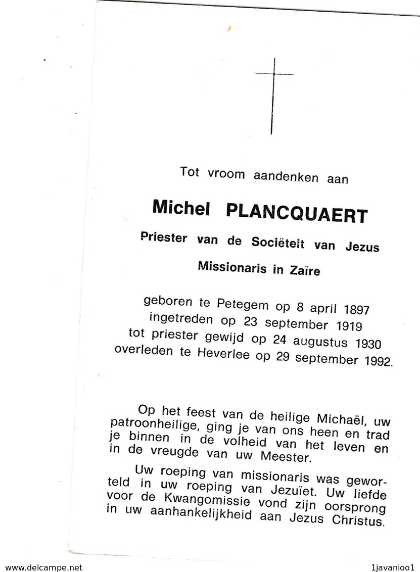 Priester, Abbe, Michel Planquaert, Zaïre, Petegem,heverlee,1992 - Religione & Esoterismo