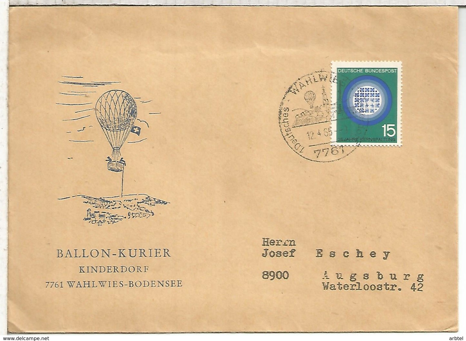 ALEMANIA 1965 BALLON KURIER GLOBO WAHLWIES BODENSEE - Montgolfier