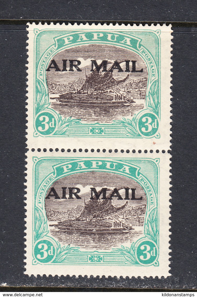 Papua New Guinea 1929-30 Air Mail, Mint No Hinge, Pair, Sepia-black & Bright Blue-green, Sc# , SG 113 - Papua New Guinea