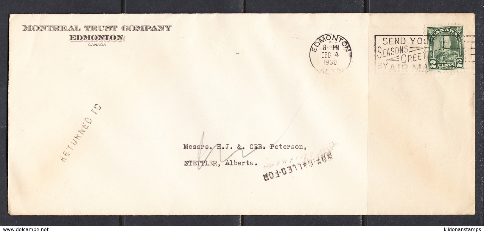Canada 1930 Montreal Trust Cover, Returned, Original Contents - Briefe U. Dokumente