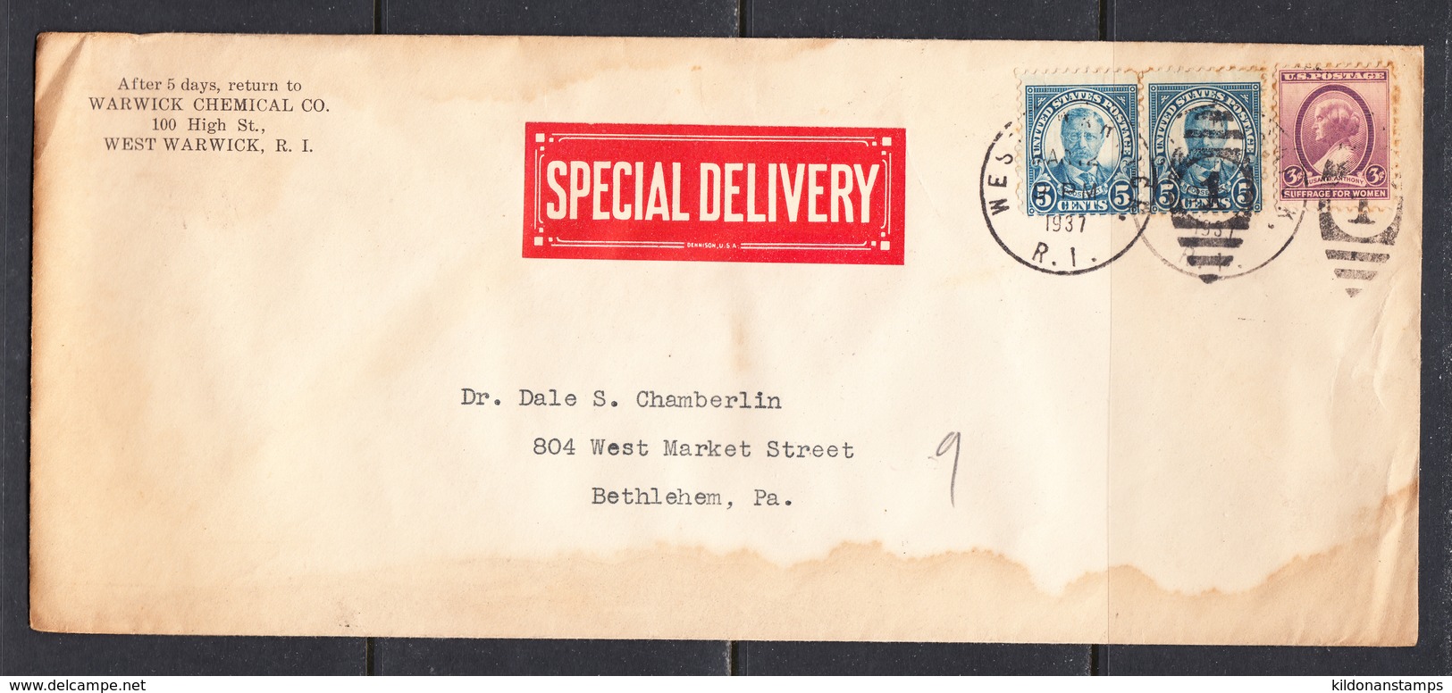 USA 1937 Cover, Special Delivery - Cartas & Documentos