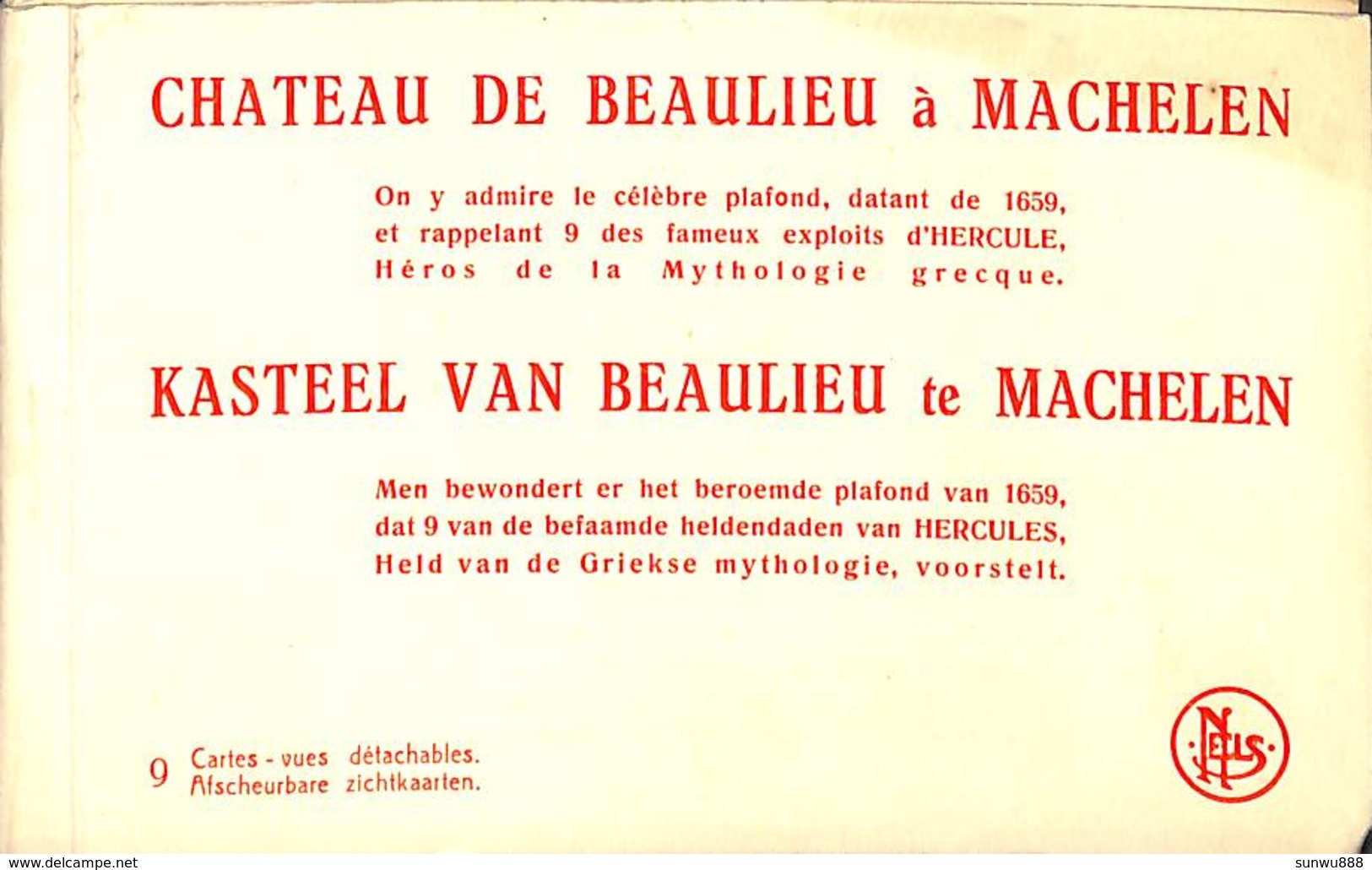 Kasteel Van Beaulieu Te Machelen (9 Zichtkaarten, Nels) - Machelen