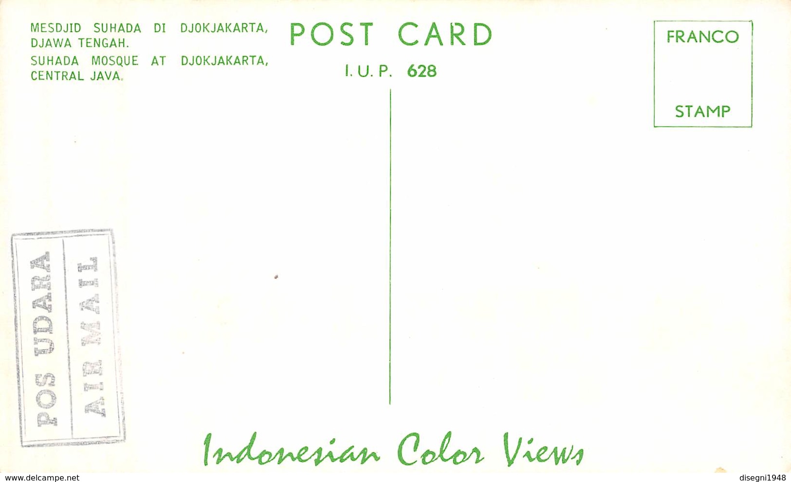 07334 "SUHADA MOSQUE AT DJOKJAKARTA, CENTRAL JAVA - INDONESIA" CART. ORIG. NON SPED. - Indonesia