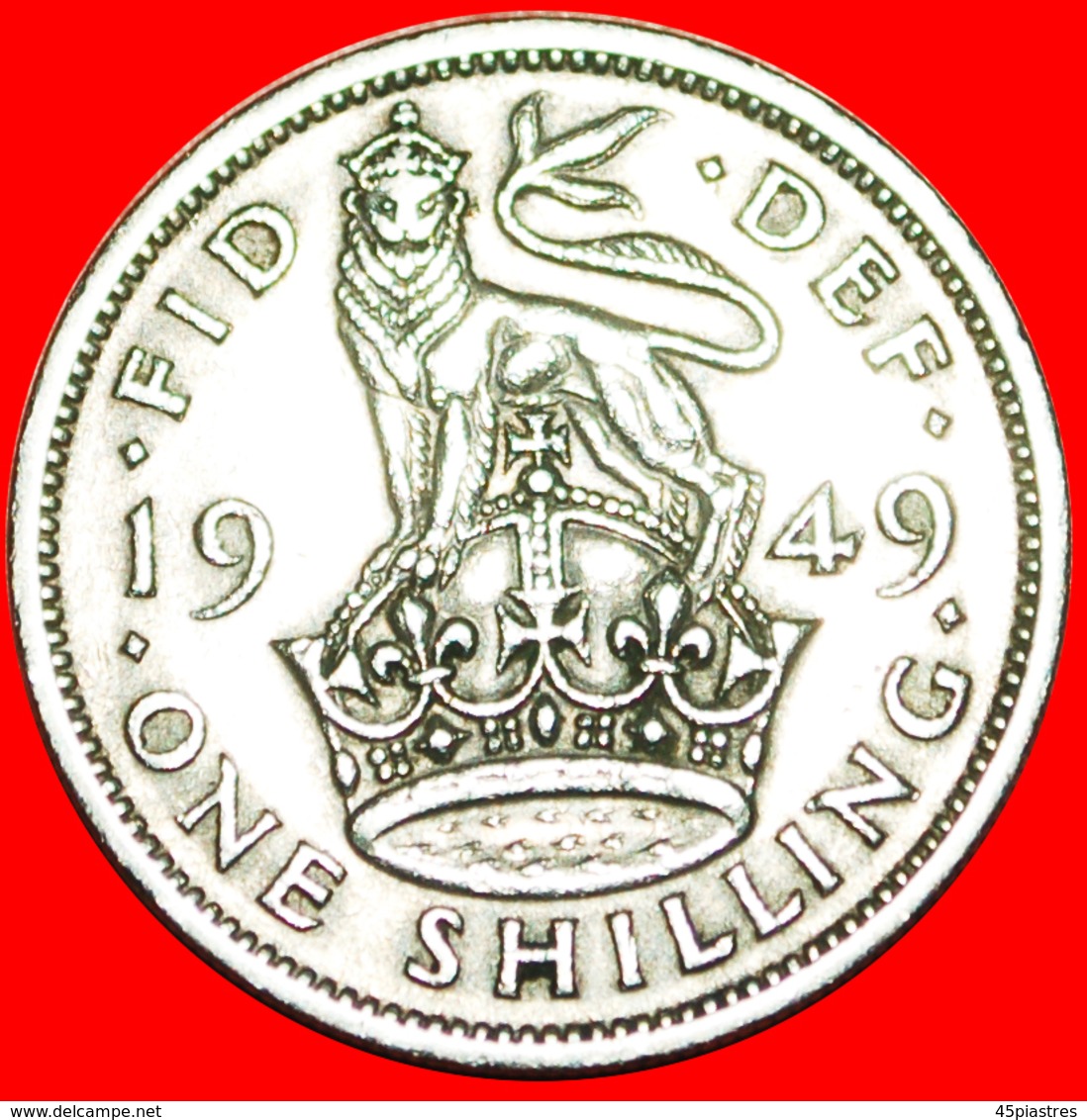 √ ENGLISH CREST: UNITED KINGDOM ★ 1 SHILLING 1949 GEORGE VI (1936-1952)! LOW START ★ NO RESERVE! - I. 1 Shilling