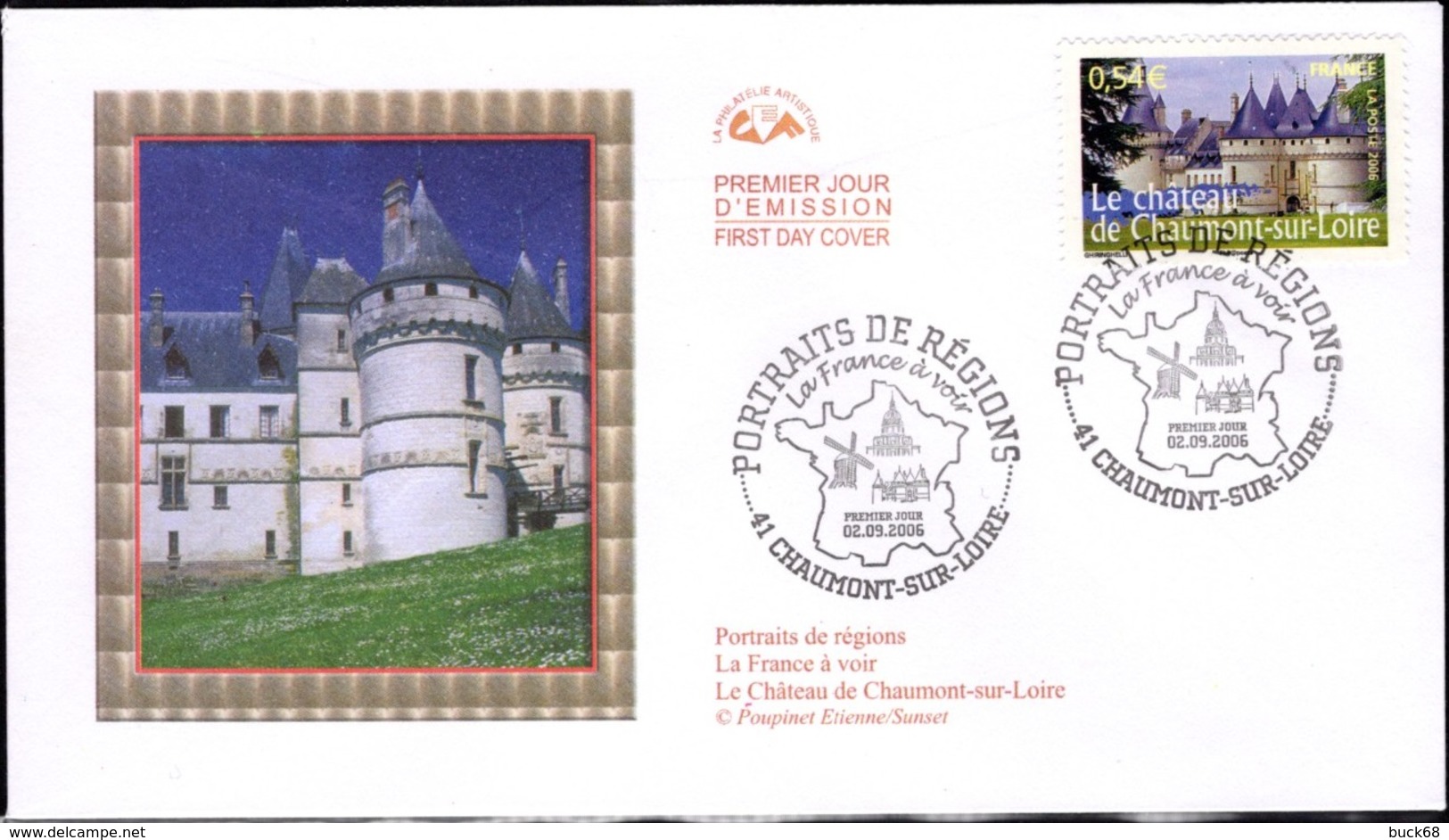FRANCE Poste 3947 FDC Premier Jour Portait De Régions : Château Chaumont-sur-Loire Schloss Castle Castillo - 2000-2009