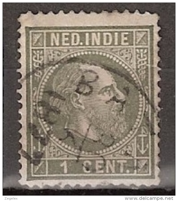 Ned Indie 1870 Koning Willem III. 1 Cent Type 1, NVPH 3 Gestempeld. - Nederlands-Indië