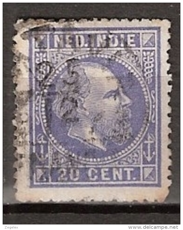 Ned Indie 1870 Koning Willem III. 20 Cent. NVPH 12A 14 Kleine Gaten - Nederlands-Indië