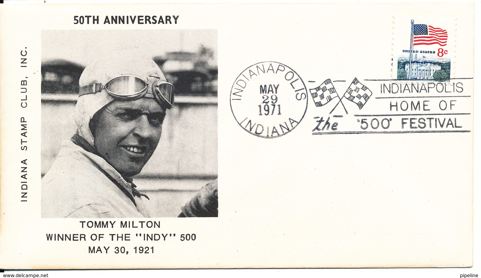 USA 50th. Anniversary Tommy Milton Winner Of The Indianapolis 500 30-5-1921 29-5-1971 - Automobile