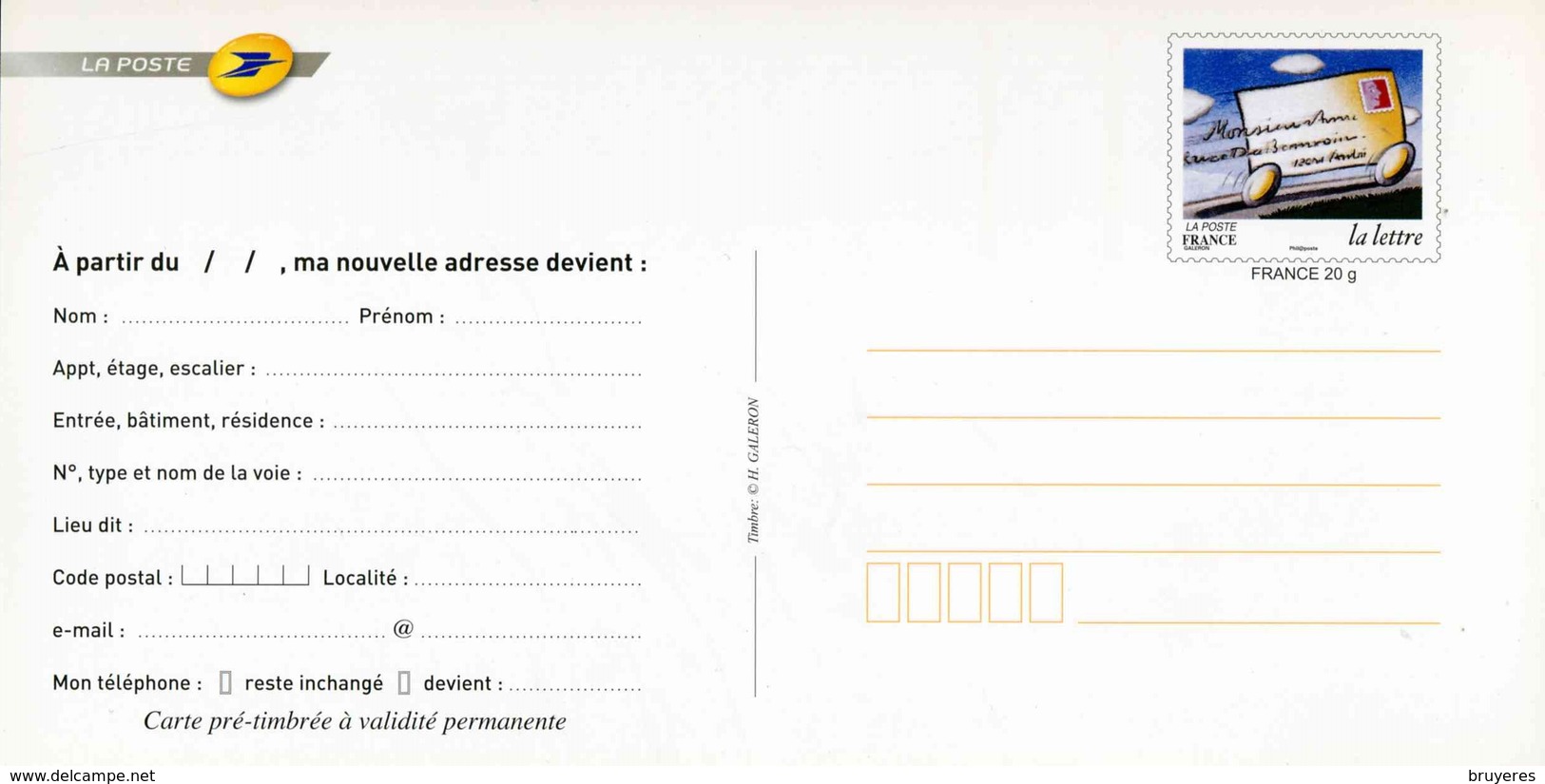 PAP De 2006 Sur CP De Changement D'Adresse Avec  Timbre "La Lettre" Et Illust. "Ca Y Est, On A Déménagé !" - Prêts-à-poster:  Autres (1995-...)