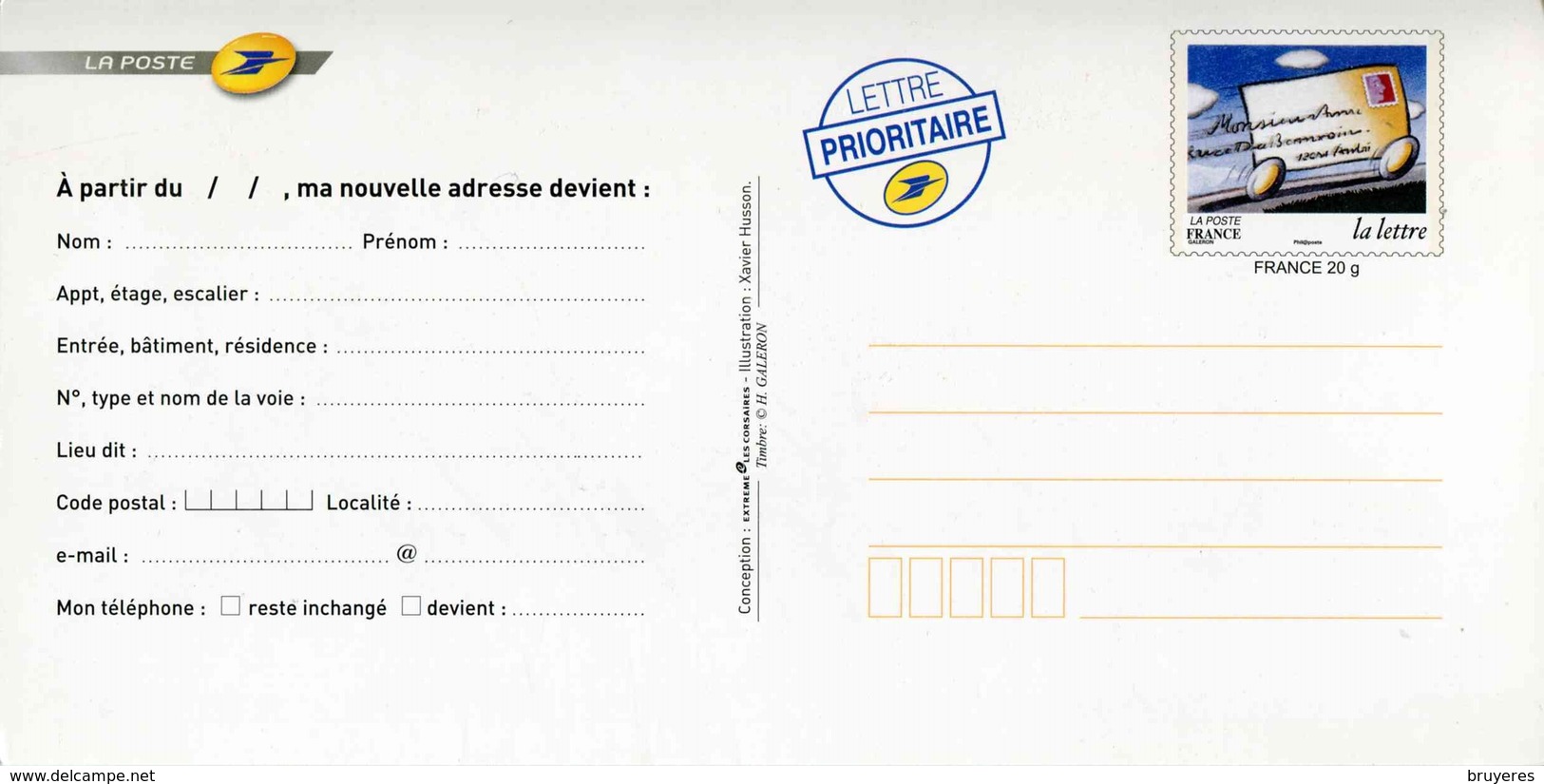 PAP De 2006 Sur CP De Changement D'Adresse Avec  Timbre "La Lettre" Et Illust. "Ca Y Est, On Déménage !" - PAP: Sonstige (1995-...)