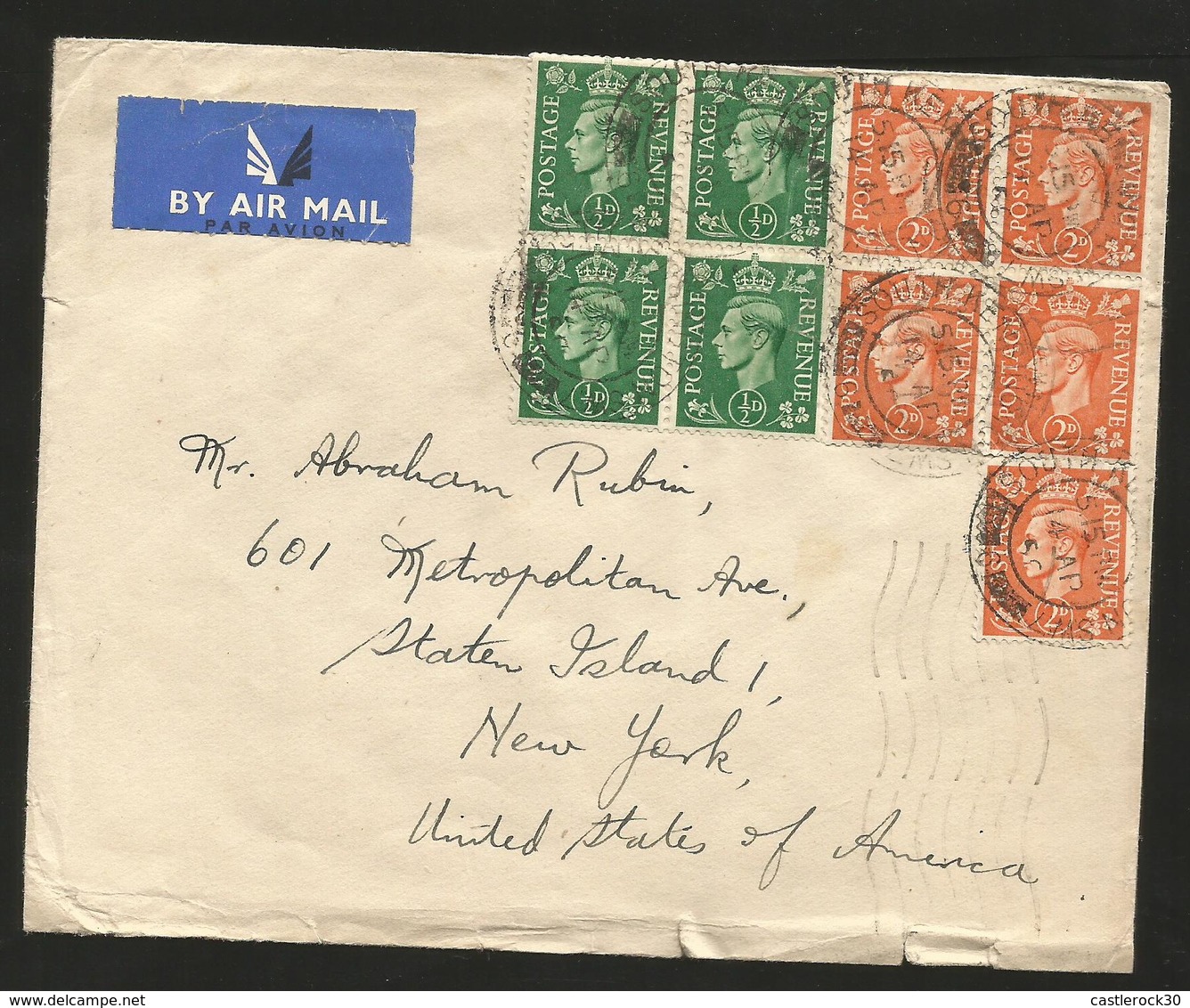 M) 1956 GREAT BRITAIN,BLOCK OF FOUR STAMPS OF KING GEORGE VI,  OF 1/2 D AND BLOCK OF FOUR OF 2D, AND ANOTHER ALONE, AIR - Other & Unclassified