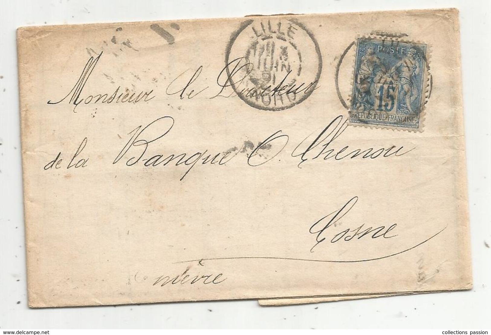 Lettre,1891 , LILLE , Nord, Facture H. Devilders & Cie , Banque - 1877-1920: Periodo Semi Moderno
