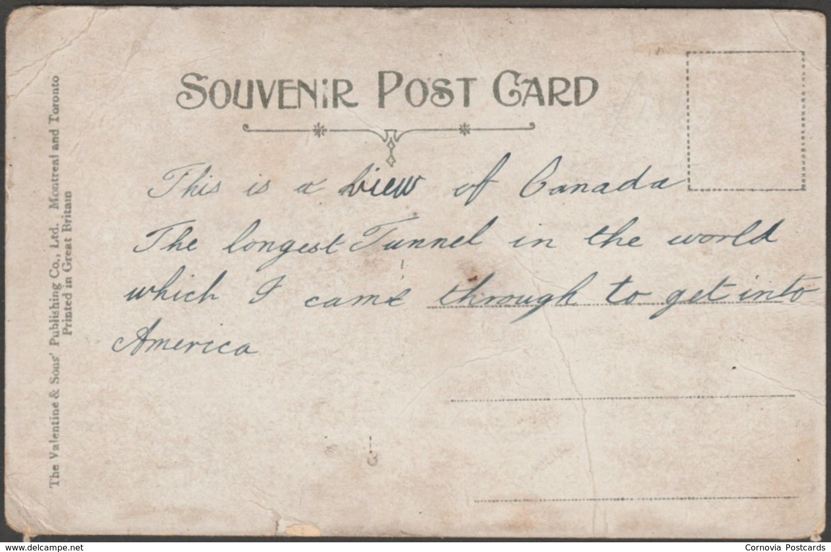 St Clair Tunnel, Sarnia, Ontario, C.1910 - Valentine's Postcard - Sarnia