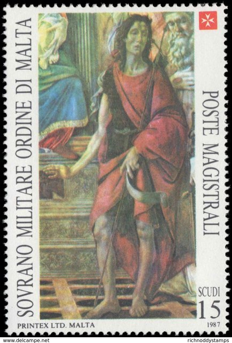 Sovereign Military Order Of Malta 1987 St John The Baptist By Botticelli Unmounted Mint. - Malte (Ordre De)