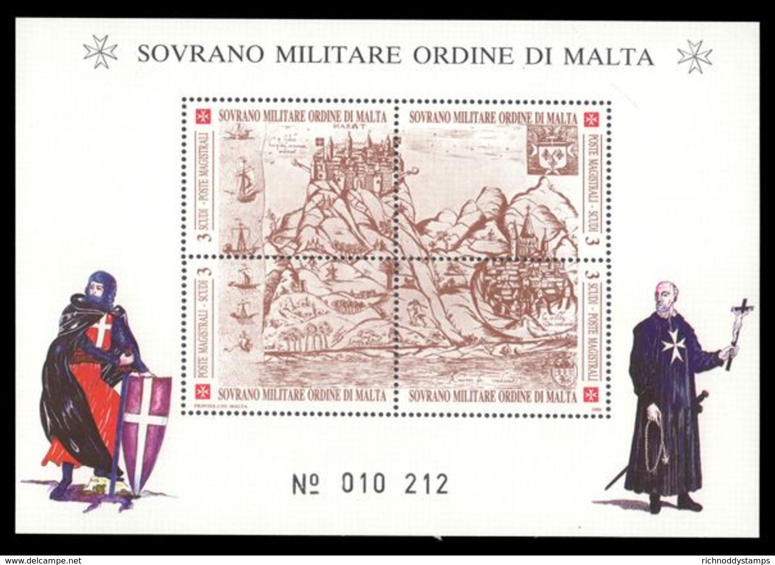 Sovereign Military Order Of Malta 1990 Forts And Castles Of The Order Souvenir Sheet Unmounted Mint. - Malte (Ordre De)