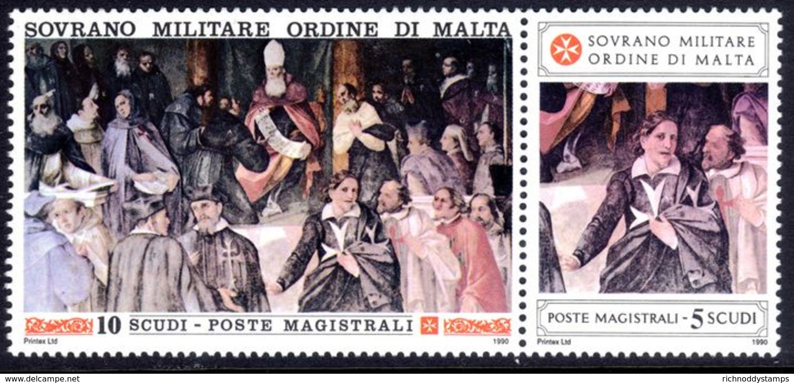 Sovereign Military Order Of Malta 1990 Ancient Uniforms Of The Order Fresco By Giacomo Cordelli Unmounted Mint. - Malte (Ordre De)