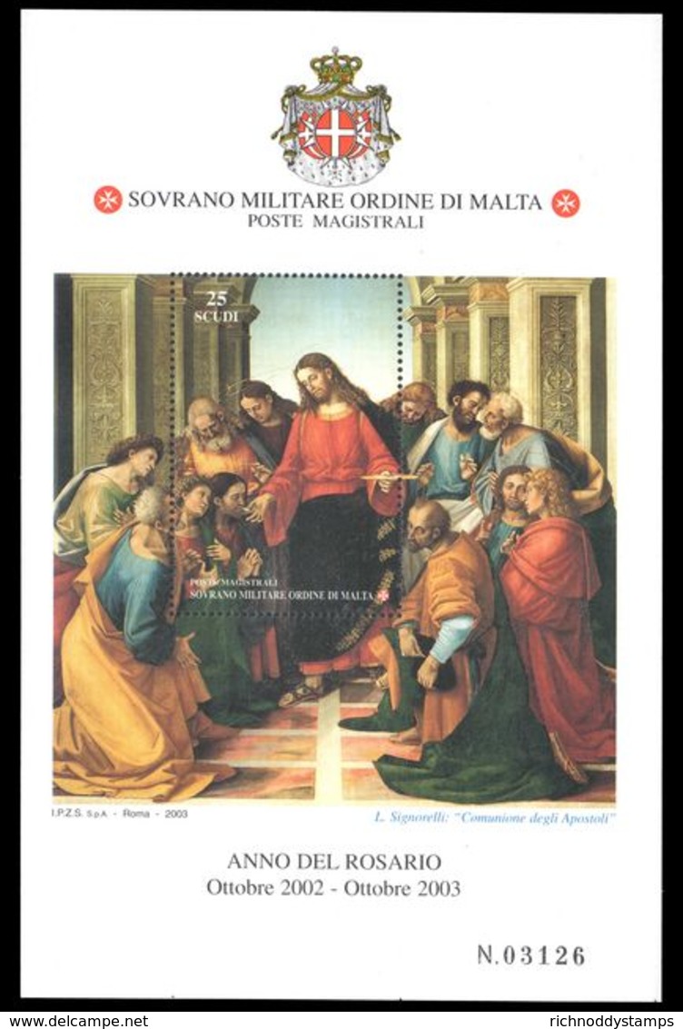 Sovereign Order Of Malta 2003 Communion Of The Apostles Souvenir Sheet Unmounted Mint. - Malte (Ordre De)