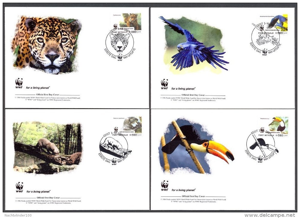 Nbx968fb WWF FAUNA WILDE KAT VOGELS OTTER BIRDS PARROT PANTHER WILD CAT OISEAUX AVES NEDERLAND 2007 FDC - FDC