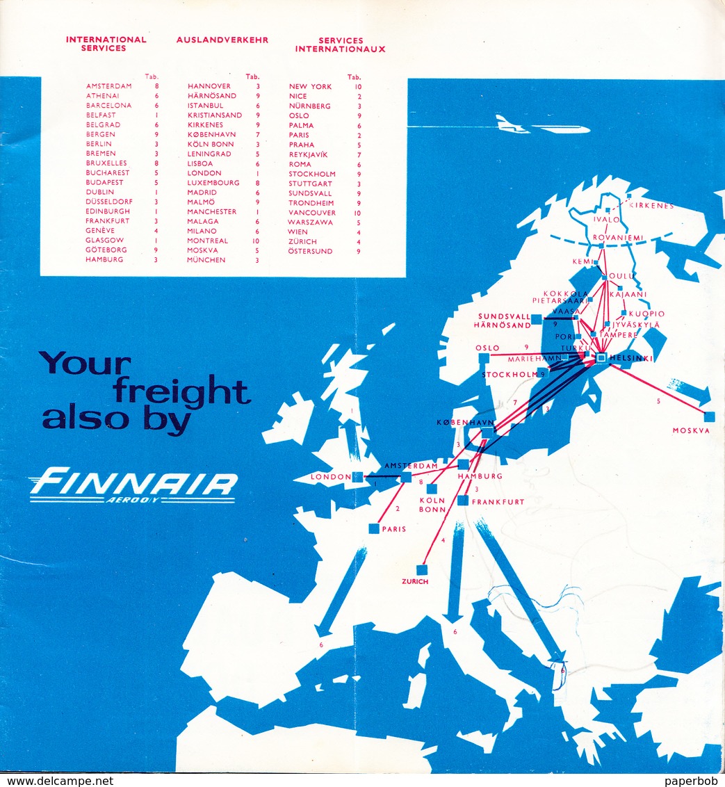 FINNAIR SUOMI FINLAND 1961 AIRPLANE TIMETABLE 24 PAGES - Europe