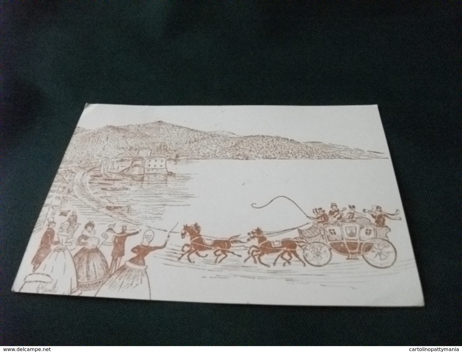 RAPALLO CENTENARIO DELLE POSTE ITALIANE 1862 1962 CARROZZA POSTALE ARRIVO A RAPALLO LIGURIA ILLUSTRATORE MASETTI - Poste & Postini