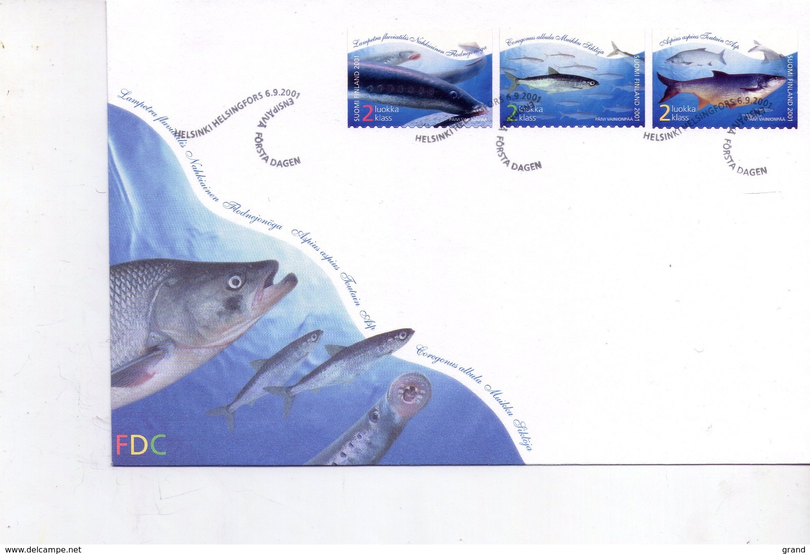 Finlande 2001-Poissons-FDC - Fische