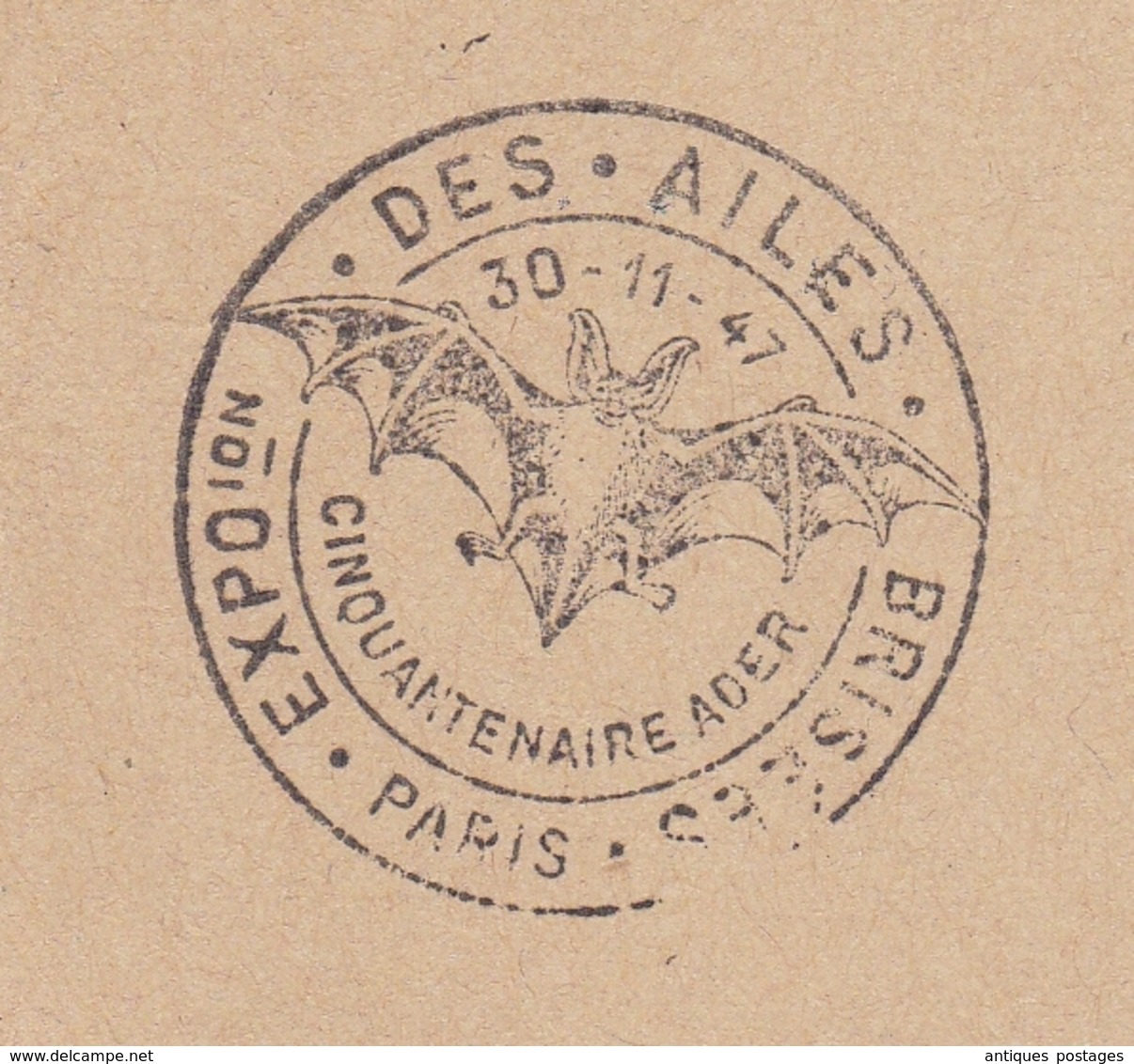 Carte Entier Postal 1947 Marianne De Gandon Clément Ader Aviation Expotion Les Ailes Brisées - 1921-1960: Modern Period